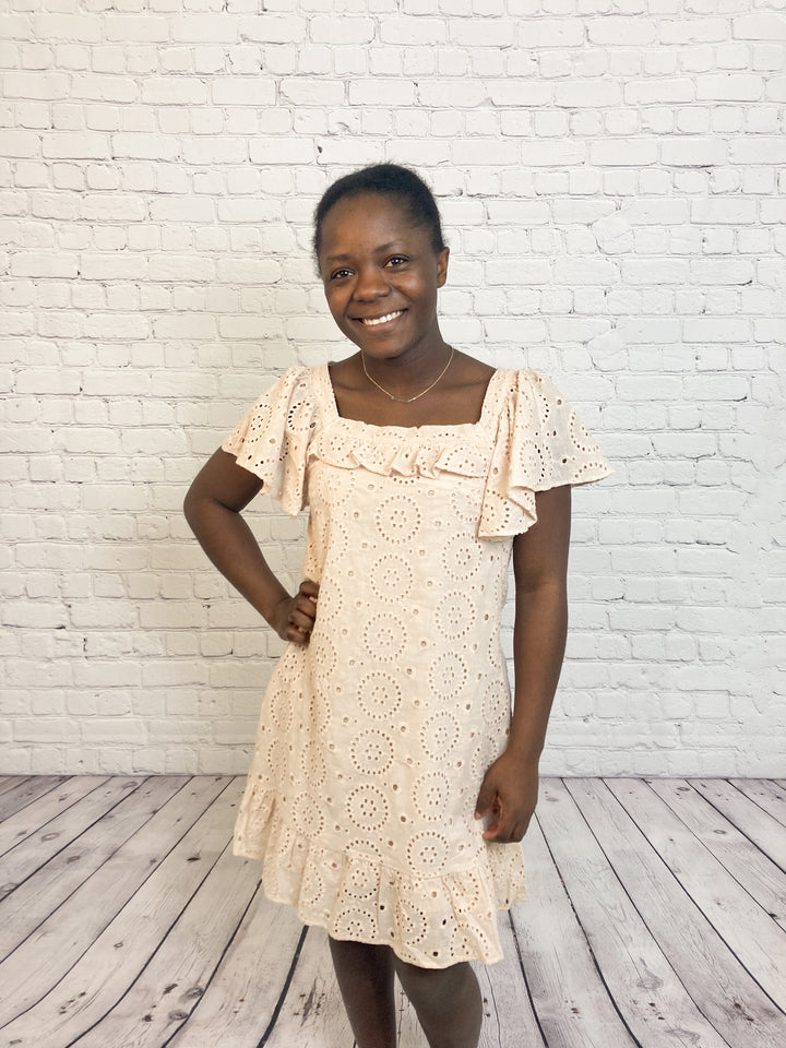 eyelet mini dress
