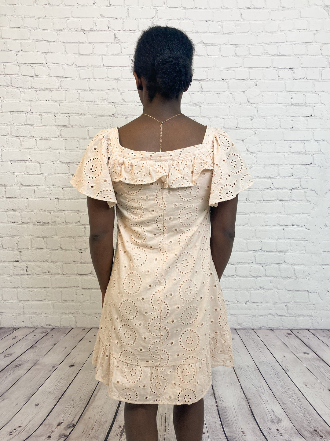 eyelet mini dress