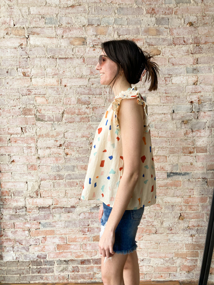 flutter sleeve printed top