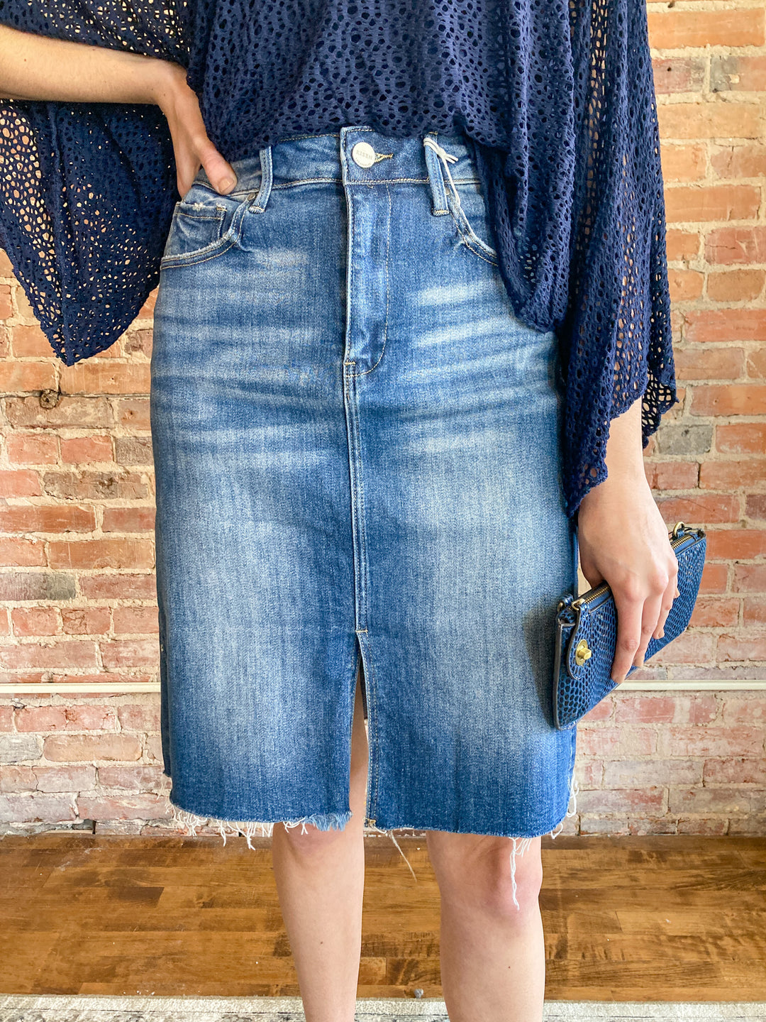 high rise pencil skirt