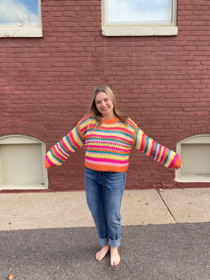 multi color round neck sweater