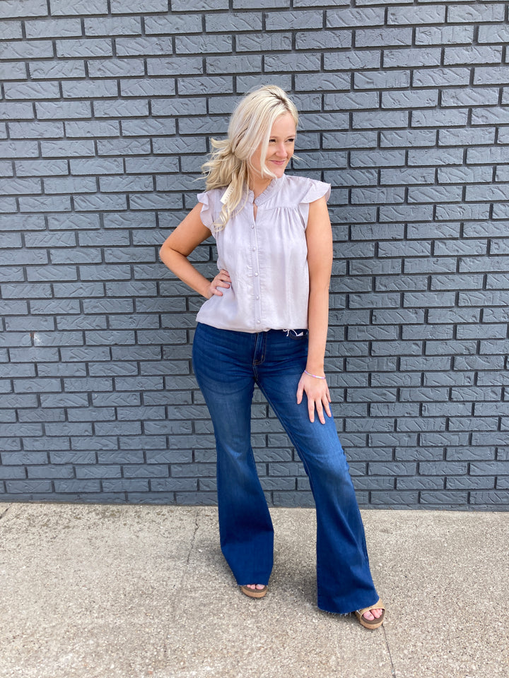 short ruffle sleeve blouse