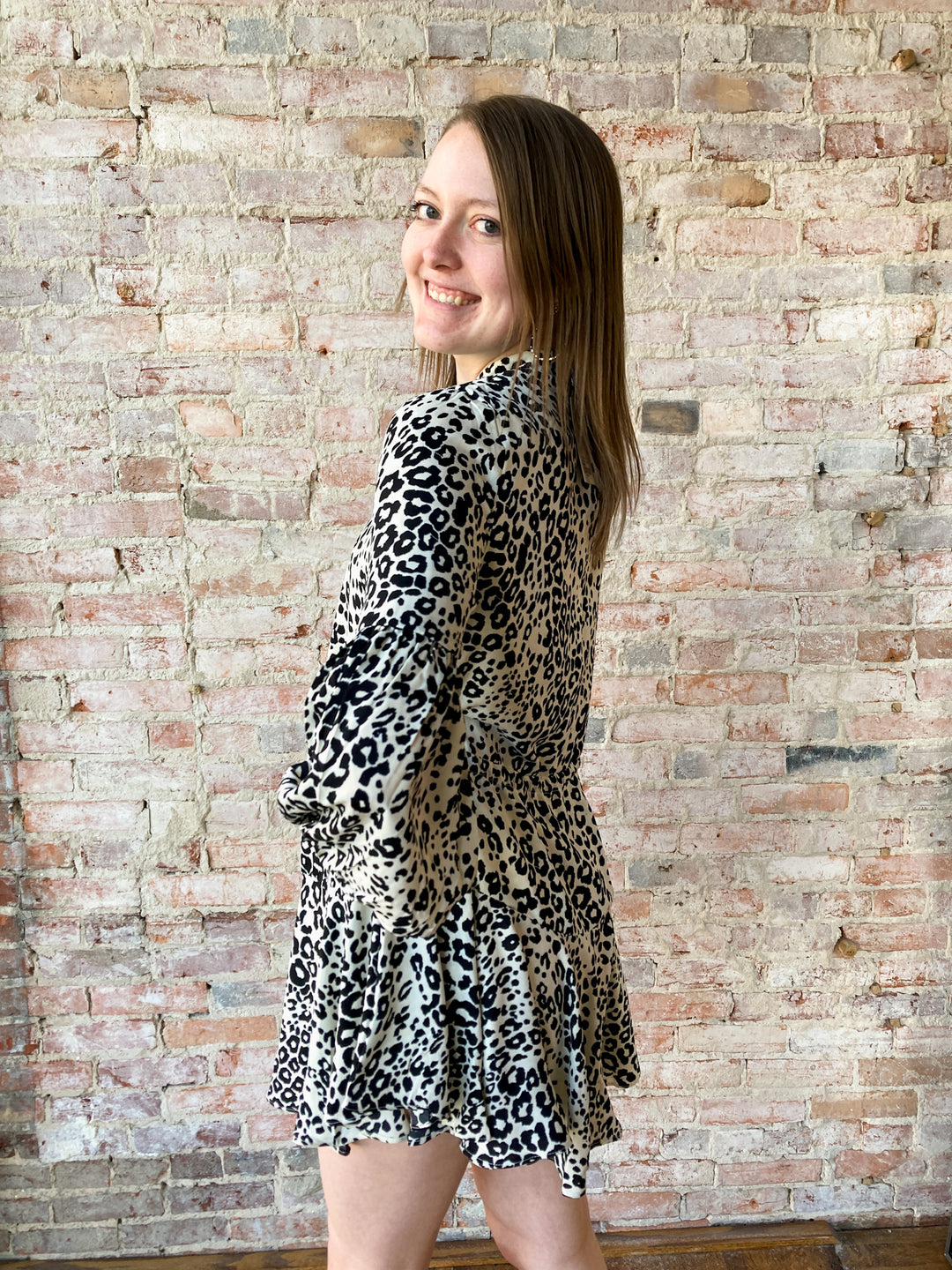 leopard print button down dress