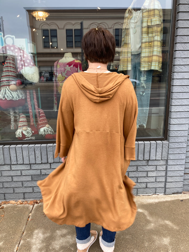 hooded flowy jacket