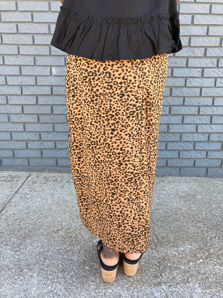animal print side slit skirt