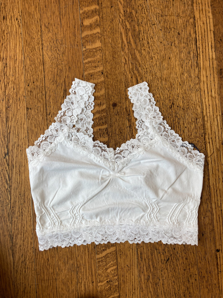 solid bra with lace trim