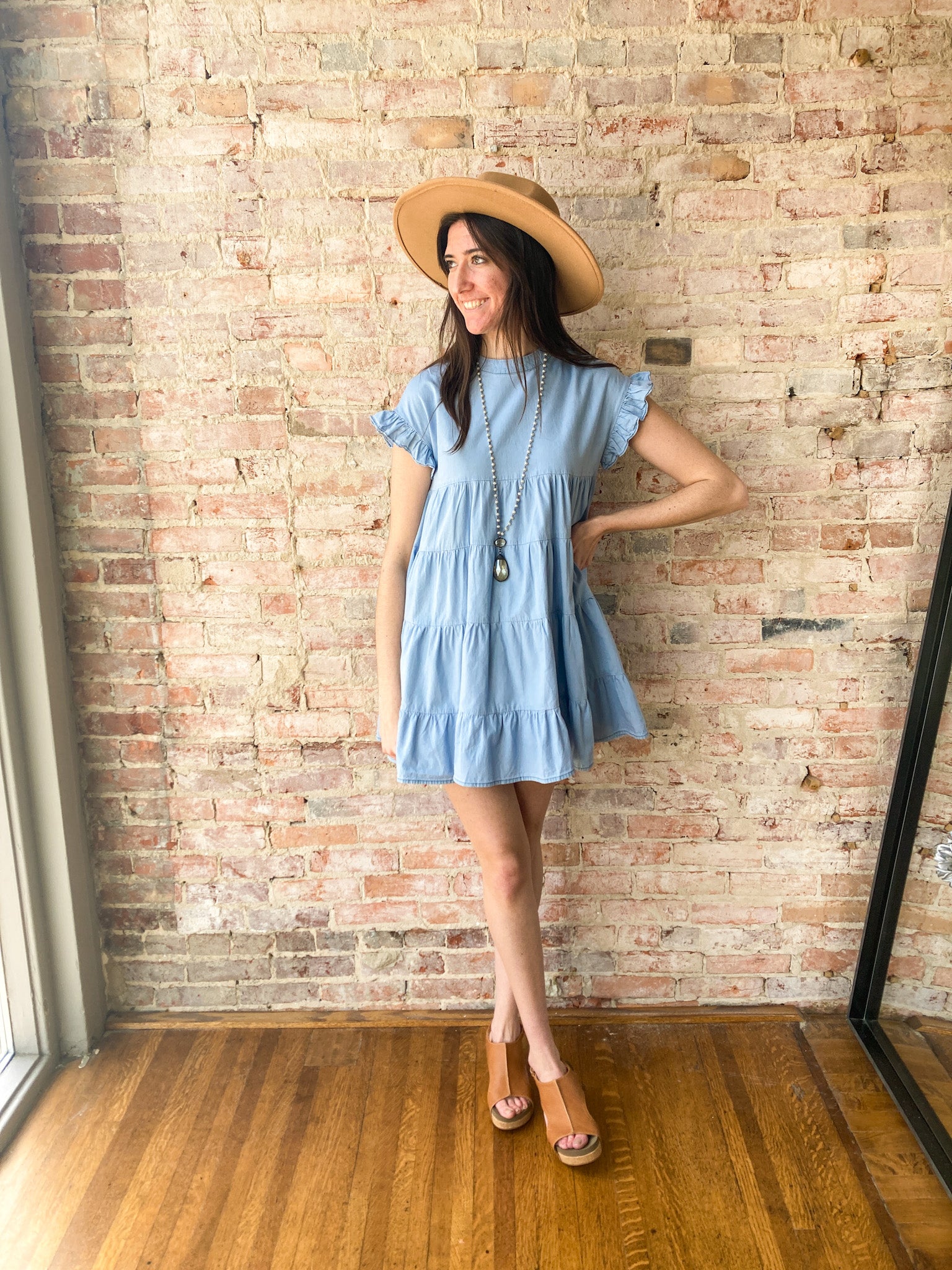 Denim layered outlet dress