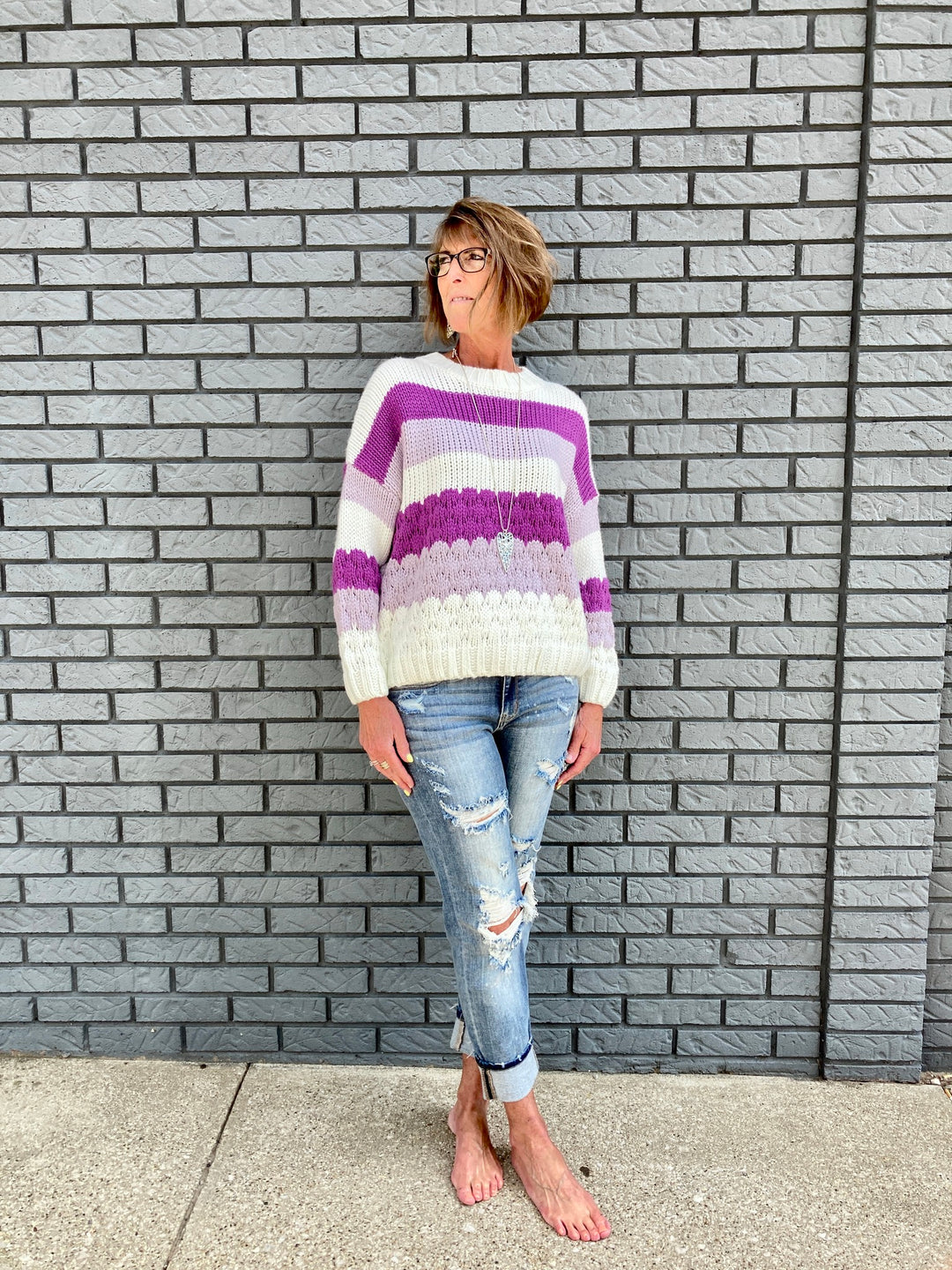 Shop The Look: Textured Stripes & Destroyed Jeans