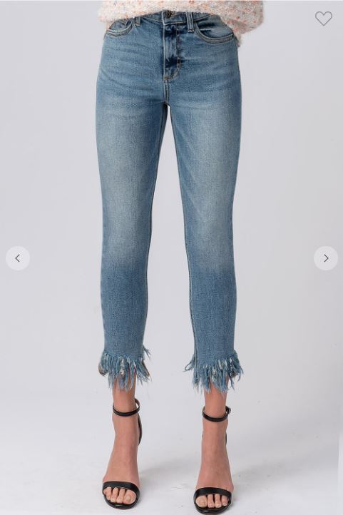 frayed straight leg jeans