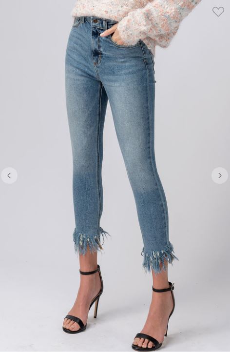 frayed straight leg jeans