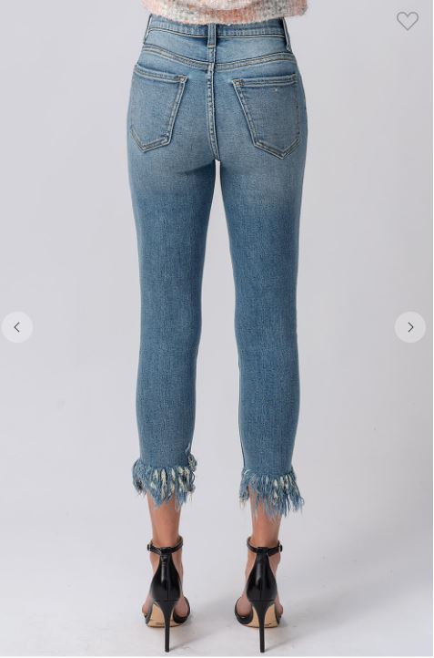 frayed straight leg jeans