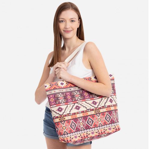 aztec print beach bag