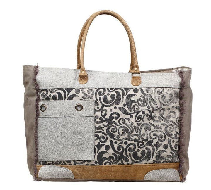 Hide & Floral Print Weekender Bag