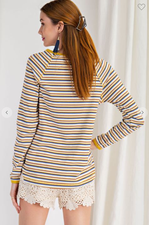 striped rib knit top