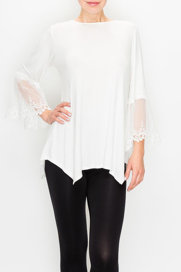 lace trimmed sleeve tunic